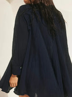 Textured Button-Down Shirt Dress