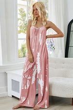 Shiny Tie-Dye Spaghetti Strap Jumpsuit with Pockets - Ladyez