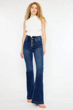 Kancan Button Fly High Rise Flare Jeans - Ladyez