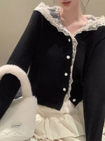Lace Trim Hooded Cardigan