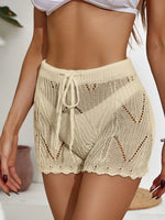 Drawstring Cutout Swim Shorts - Ladyez