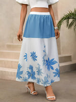 Floral Print Color Block Skirt