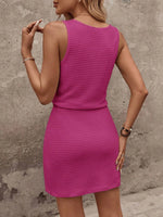 Waffle Knit Square Neck Mini Tank Dress - Ladyez