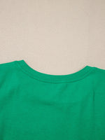 Ruffled Sleeve Slim Fit Crew Neck Top