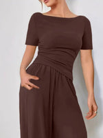 Round Neck Short Sleeve T-Shirt and Pants Set