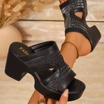 Open Toe Block Heel Sandals