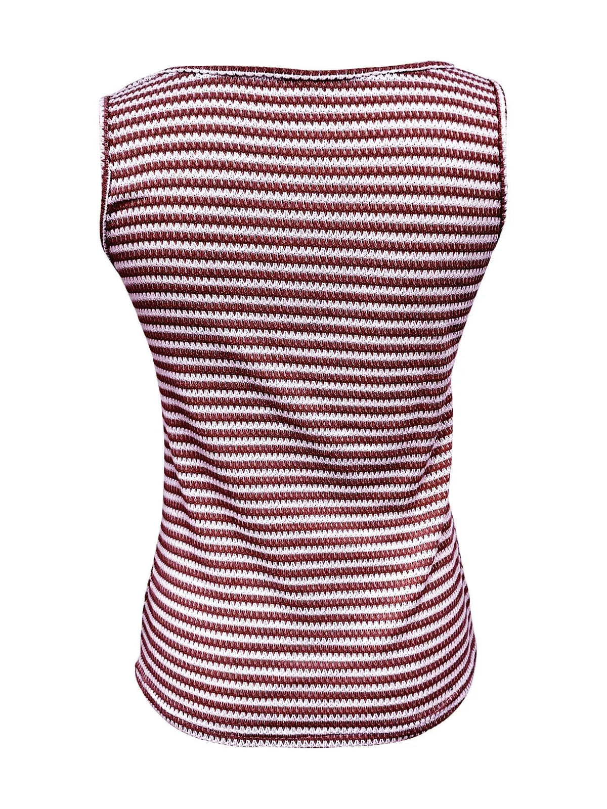 Striped Round Neck Tank Top - Ladyez