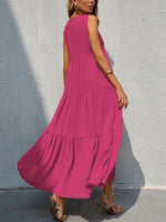 FAM-FAM Tiered V-Neck Sleeveless Dress - Ladyez