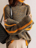 Contrast Trim Turtleneck Long Sleeve Sweater