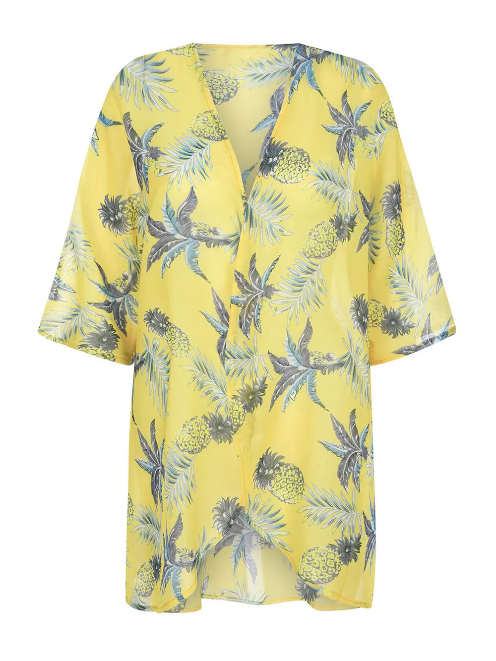 Open Front Half Sleeve Cover-Up - Ladyez