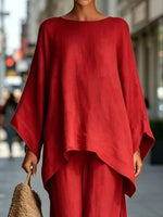 Full Size Batwing Sleeve Top and Wide-Leg Pants Set Plus Size