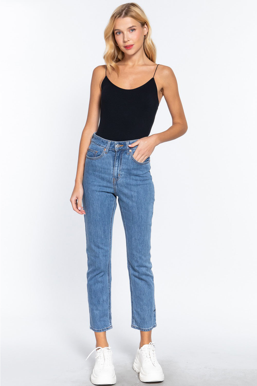 ACTIVE BASIC Ribbed Round Neck Seamless Cami Bodysuit - Ladyez