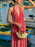 Tiered Halter Neck Maxi Dress