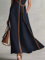 Full Size Contrast Trim Sleeveless Maxi Dress Plus Size