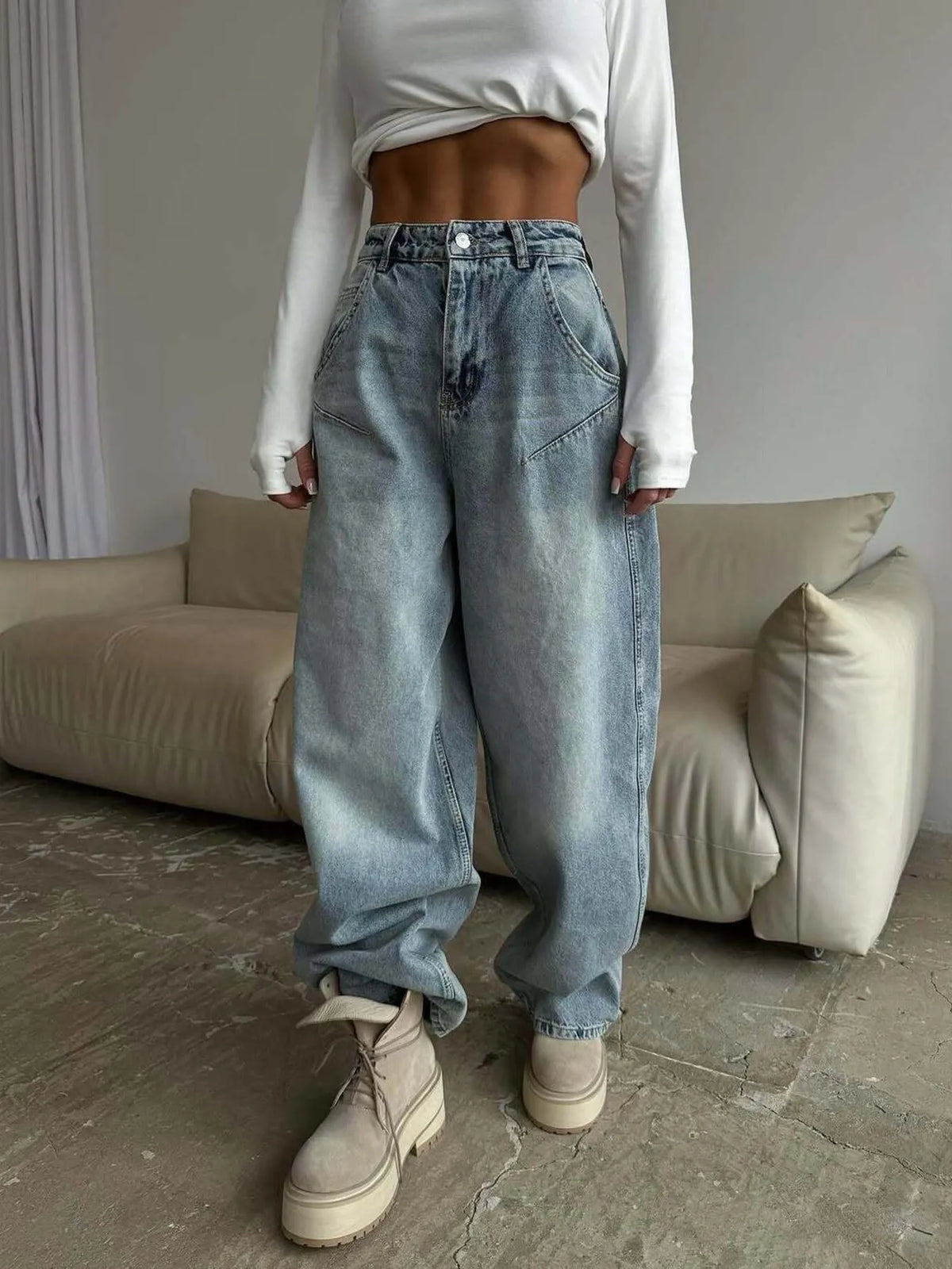 Wide Leg Jeans - Ladyez