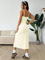 Slit Bodice Midi Cami Dress