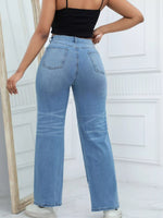 Distressed Wide-Leg Jeans