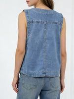Plus Size Button-Down Denim Vest