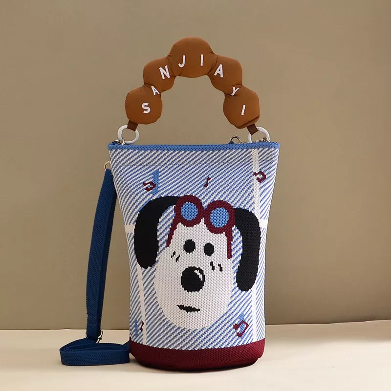 Bucket Crossbody Bag with Beaded Handle