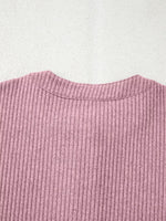Ribbed Texture Drop Shoulder Henley Top