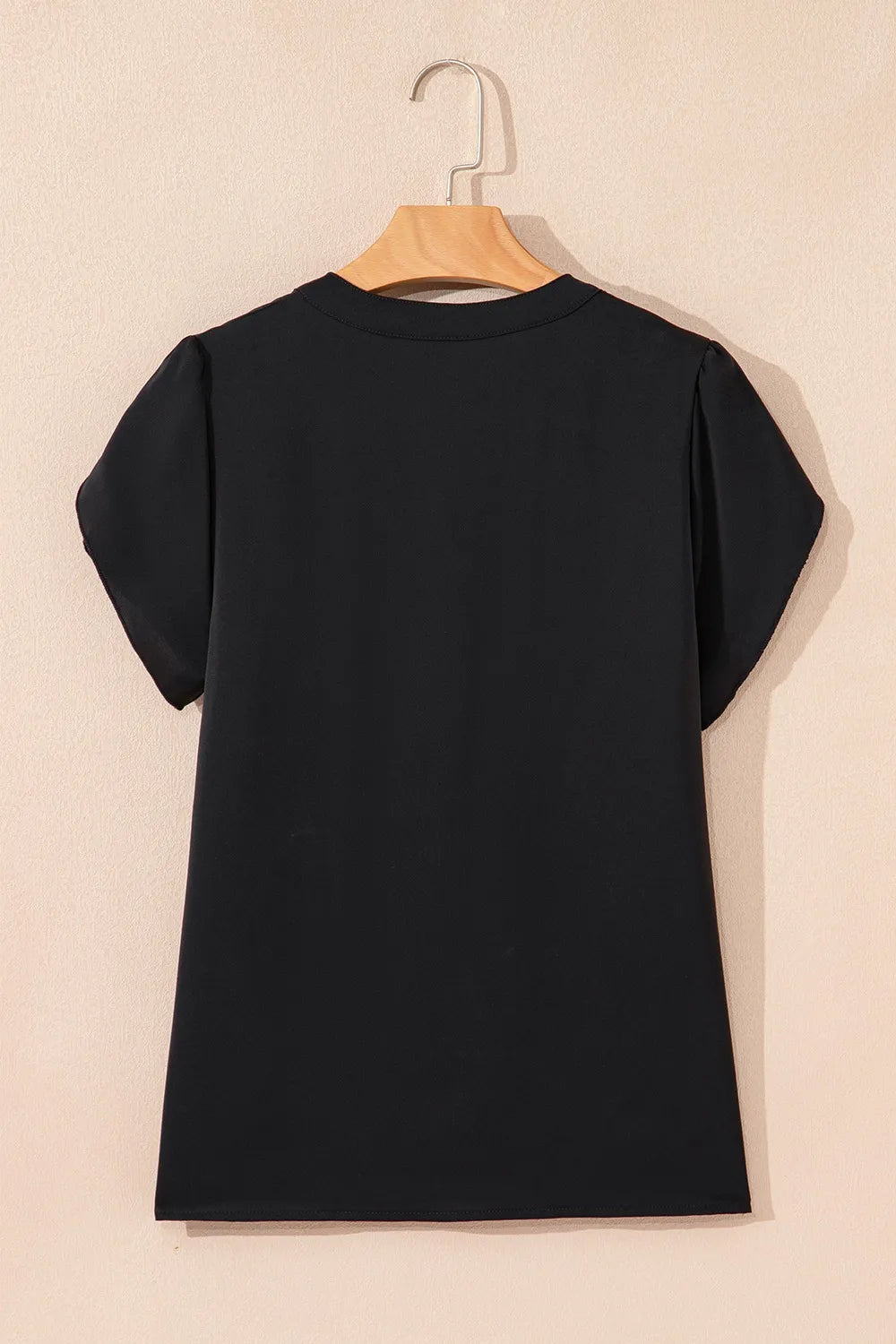Short Sleeve Notched Blouse - Ladyez