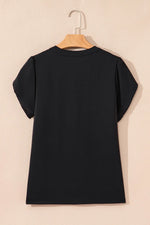 Short Sleeve Notched Blouse - Ladyez