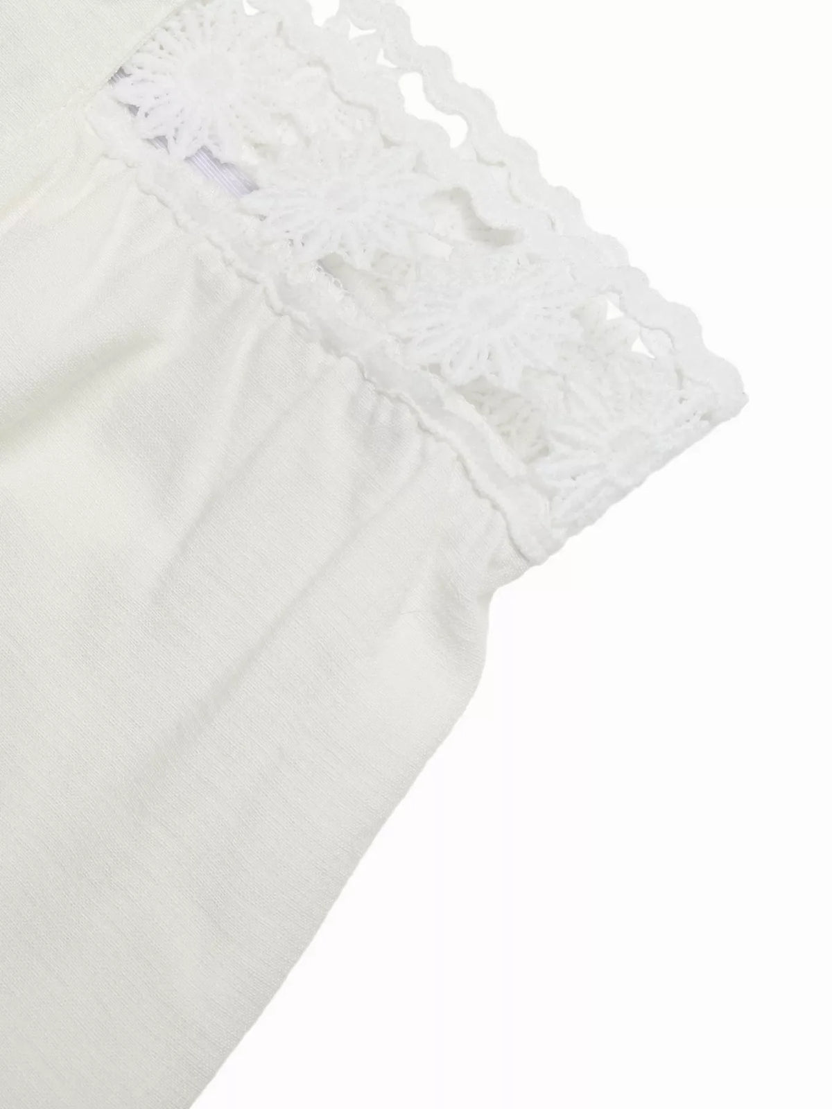 High Waist Wide Leg Pants with Crochet Trim