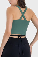 Millennia Crisscross Grecian Neck Active Cami - Ladyez