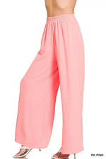 Zenana Woven Airflow Elastic Waistband Pants