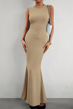 Devine Round Neck Sleeveless Maxi Fishtail Dress - Ladyez