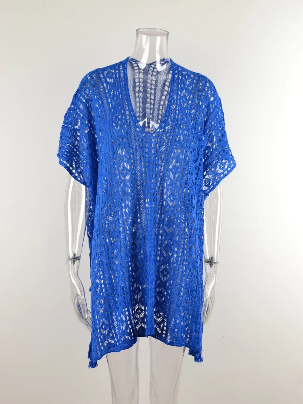 Angel Wings Cutout V-Neck Cover-Up with Tassel - Ladyez