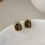 Square Tiger Eye Stud Earrings