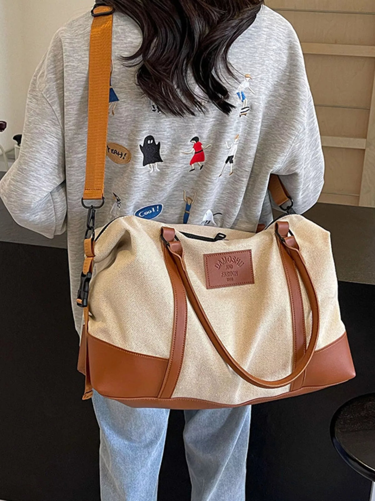 Canvas Leather Trim TravelBag