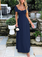 Devine Sweetheart Neck Short Sleeve Maxi Dress - Ladyez