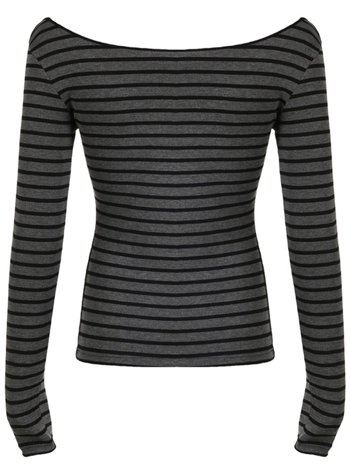 Striped Boat Neck Long Sleeve T-Shirt