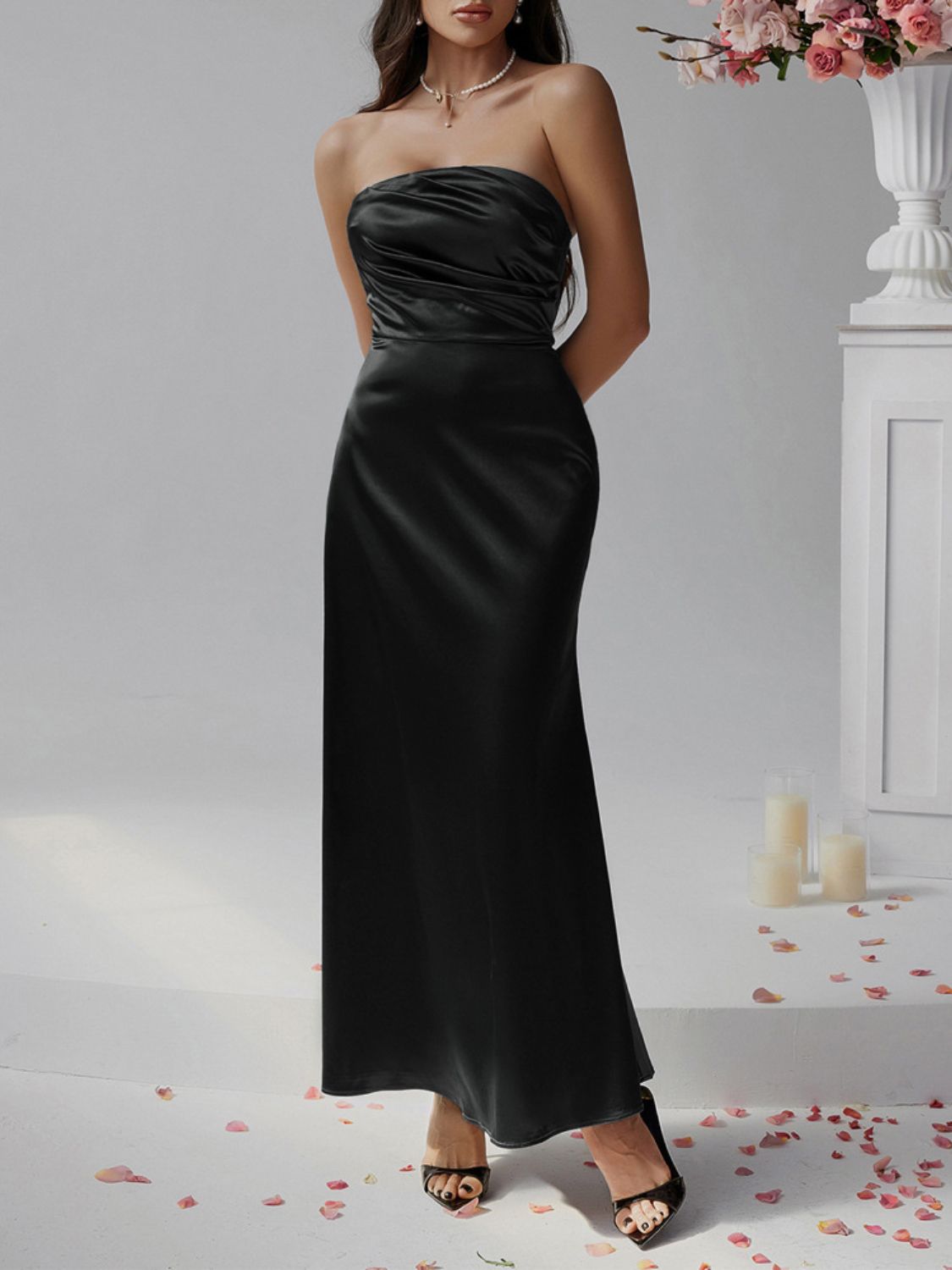 Devine Ruched Tube Maxi Dress - Ladyez