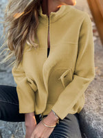 Full Size Textured Knit Zip Up Outerwear Plus Size