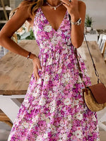 Floral Print Maxi Dress with Spaghetti Straps