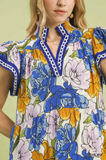 Umgee Mix Bold Floral Tiered Midi Dress