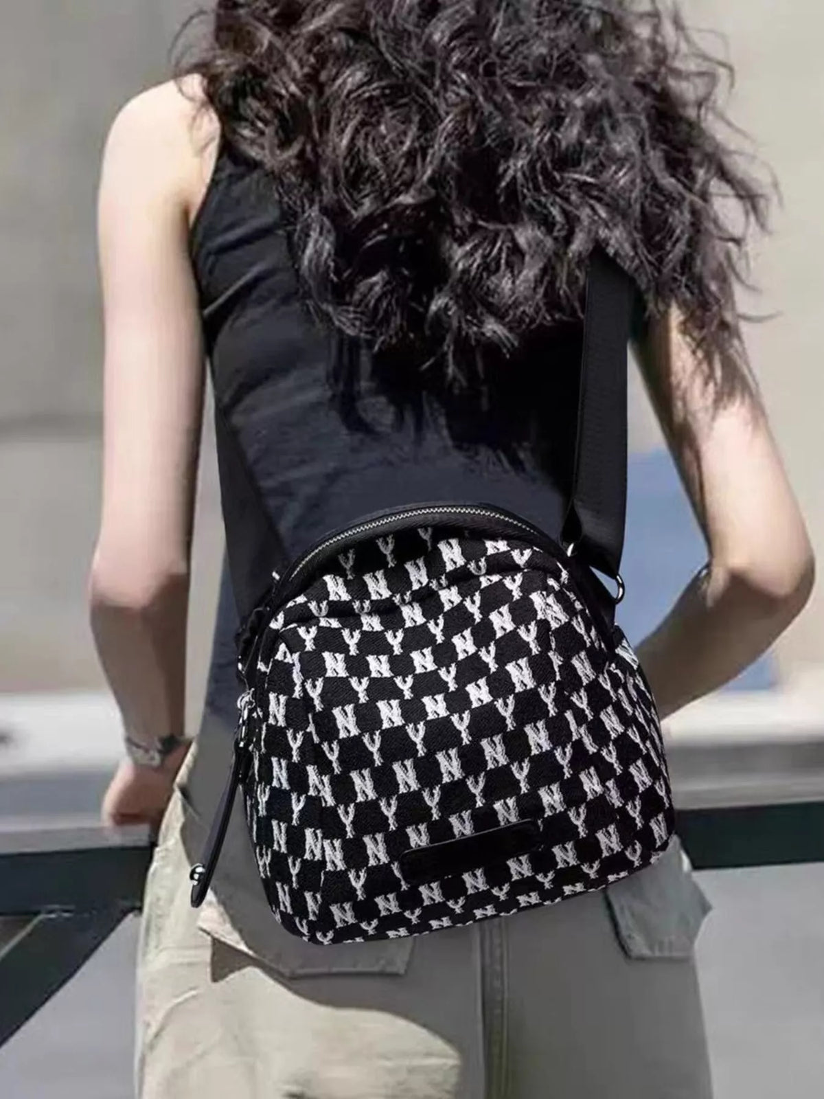 NY Pattern Canvas Crossbody Bag