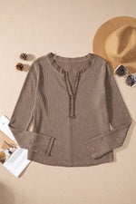Button Detail Long Sleeve Top