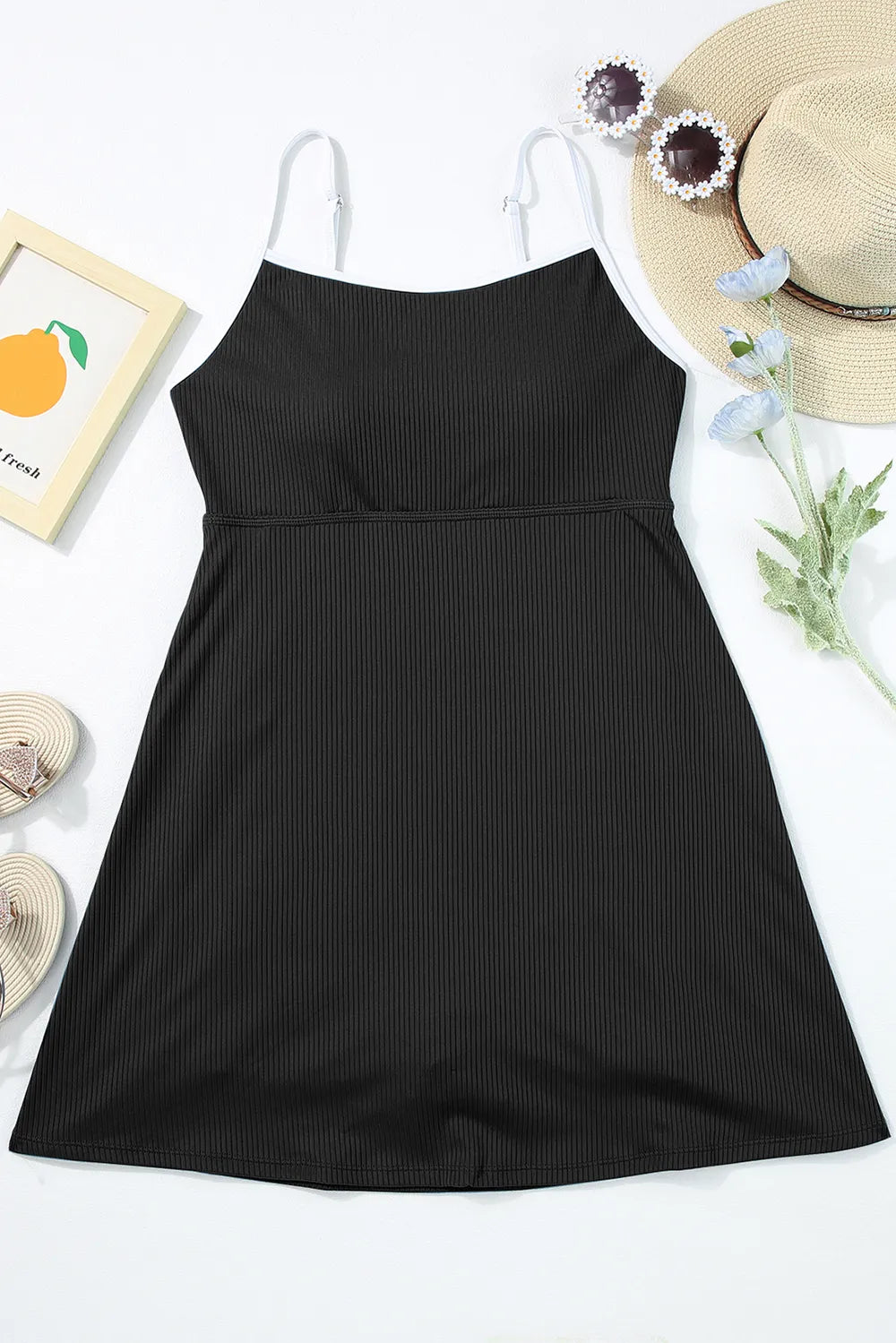 Contrast Trim Scoop Neck One-Piece Swimwear - Ladyez