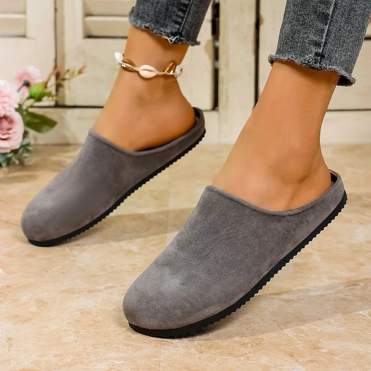 Round Toe Suede Slip-Ons