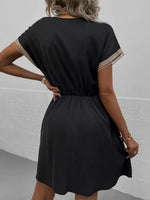 Full Size Tassel V-Neck Short Sleeve Dress Plus Size