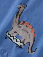 Children's Dinosaur Skateboard Print Crew Neck Short Sleeve T-Shirt