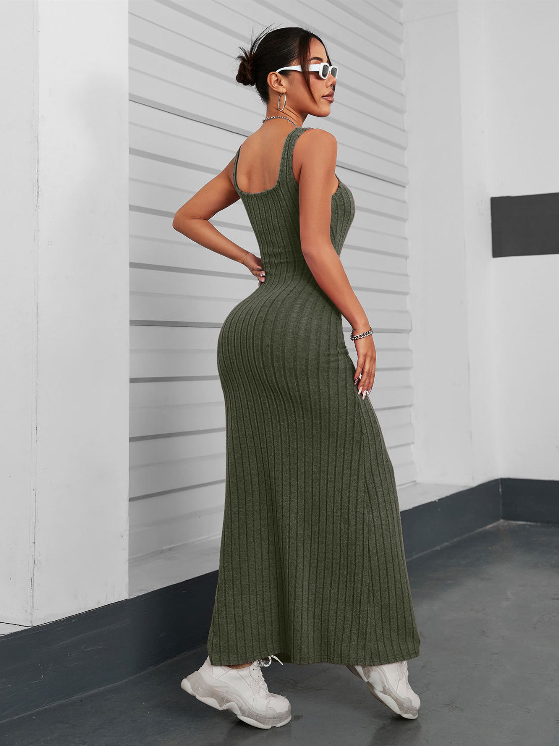 Ribbed Maxi Tank Dress - Ladyez