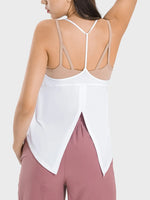 Millennia Slit Spaghetti Strap Scoop Neck Active Cami - Ladyez