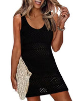 Openwork Scoop Neck Cover Up - Ladyez