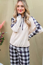 And The Why Drawstring Hooded Top and Plaid Pants Lounge Set - Ladyez
