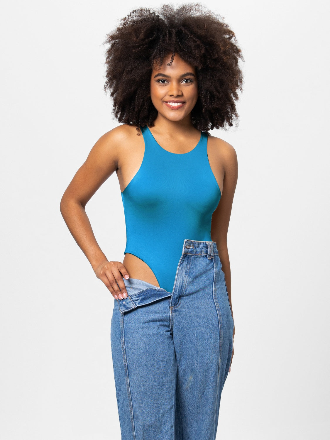 Full Size Round Neck Wide Strap Bodysuit - Ladyez